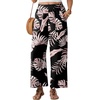 image:imageGRECERELLE Wide Leg Pants for Women Elastic High Waisted Palazzo TrousersBlack Palm Leaf