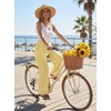 image:imageGRECERELLE Wide Leg Pants for Women Elastic High Waisted Palazzo TrousersButter Yellow