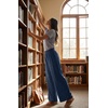 image:imageGRECERELLE Wide Leg Pants for Women Elastic High Waisted Palazzo TrousersDark Blue