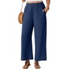 image:imageGRECERELLE Wide Leg Pants for Women Elastic High Waisted Palazzo TrousersDark Blue
