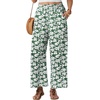 image:imageGRECERELLE Wide Leg Pants for Women Elastic High Waisted Palazzo TrousersGreen White Flower