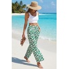 image:imageGRECERELLE Wide Leg Pants for Women Elastic High Waisted Palazzo TrousersGreen White Flower