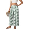 image:imageGRECERELLE Wide Leg Pants for Women Elastic High Waisted Palazzo TrousersGreen White Flower