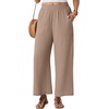 image:imageGRECERELLE Wide Leg Pants for Women Elastic High Waisted Palazzo TrousersKhaki