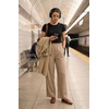 image:imageGRECERELLE Wide Leg Pants for Women Elastic High Waisted Palazzo TrousersKhaki