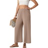image:imageGRECERELLE Wide Leg Pants for Women Elastic High Waisted Palazzo TrousersKhaki