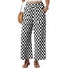 image:imageGRECERELLE Wide Leg Pants for Women Elastic High Waisted Palazzo TrousersMiddle Black White Plaid