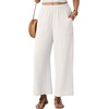 image:imageGRECERELLE Wide Leg Pants for Women Elastic High Waisted Palazzo TrousersPearl White