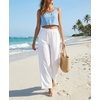 image:imageGRECERELLE Wide Leg Pants for Women Elastic High Waisted Palazzo TrousersPearl White
