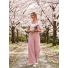 image:imageGRECERELLE Wide Leg Pants for Women Elastic High Waisted Palazzo TrousersPink