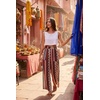 image:imageGRECERELLE Wide Leg Pants for Women Elastic High Waisted Palazzo TrousersRed Cashew Stripe
