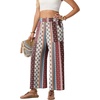 image:imageGRECERELLE Wide Leg Pants for Women Elastic High Waisted Palazzo TrousersRed Cashew Stripe