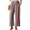 image:imageGRECERELLE Wide Leg Pants for Women Elastic High Waisted Palazzo TrousersRed Cashew Stripe