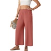 image:imageGRECERELLE Wide Leg Pants for Women Elastic High Waisted Palazzo TrousersRust Red