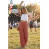 image:imageGRECERELLE Wide Leg Pants for Women Elastic High Waisted Palazzo TrousersRust Red