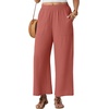 image:imageGRECERELLE Wide Leg Pants for Women Elastic High Waisted Palazzo TrousersRust Red