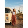 image:imageGRECERELLE Wide Leg Pants for Women Elastic High Waisted Palazzo TrousersRust Red