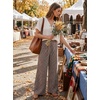 image:imageGRECERELLE Wide Leg Pants for Women Elastic High Waisted Palazzo TrousersWh Brown Pinstripe