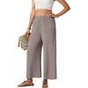 image:imageGRECERELLE Wide Leg Pants for Women Elastic High Waisted Palazzo TrousersWh Brown Pinstripe