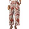 image:imageGRECERELLE Wide Leg Pants for Women Elastic High Waisted Palazzo TrousersWhite Red Paisley