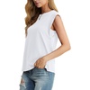 image:imageGRECERELLE Women 2026 Cap Sleeve Tops Summer Casual Tee Shirt Loose Crew Neck Basic Tank Trendy Work Vacation Outfits S2XL01 White