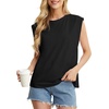 image:imageGRECERELLE Women 2026 Cap Sleeve Tops Summer Casual Tee Shirt Loose Crew Neck Basic Tank Trendy Work Vacation Outfits S2XL02 Black