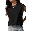 image:imageGRECERELLE Women 2026 Cap Sleeve Tops Summer Casual Tee Shirt Loose Crew Neck Basic Tank Trendy Work Vacation Outfits S2XL02 Black