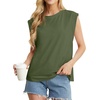 image:imageGRECERELLE Women 2026 Cap Sleeve Tops Summer Casual Tee Shirt Loose Crew Neck Basic Tank Trendy Work Vacation Outfits S2XLArmy Green