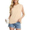 image:imageGRECERELLE Women 2026 Cap Sleeve Tops Summer Casual Tee Shirt Loose Crew Neck Basic Tank Trendy Work Vacation Outfits S2XLBeige