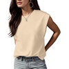 image:imageGRECERELLE Women 2026 Cap Sleeve Tops Summer Casual Tee Shirt Loose Crew Neck Basic Tank Trendy Work Vacation Outfits S2XLBeige