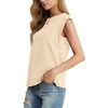 image:imageGRECERELLE Women 2026 Cap Sleeve Tops Summer Casual Tee Shirt Loose Crew Neck Basic Tank Trendy Work Vacation Outfits S2XLBeige