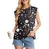 image:imageGRECERELLE Women 2026 Cap Sleeve Tops Summer Casual Tee Shirt Loose Crew Neck Basic Tank Trendy Work Vacation Outfits S2XLBlack Ink Lotus