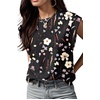 image:imageGRECERELLE Women 2026 Cap Sleeve Tops Summer Casual Tee Shirt Loose Crew Neck Basic Tank Trendy Work Vacation Outfits S2XLBlack Ink Lotus