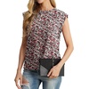 image:imageGRECERELLE Women 2026 Cap Sleeve Tops Summer Casual Tee Shirt Loose Crew Neck Basic Tank Trendy Work Vacation Outfits S2XLBlack Red Floral