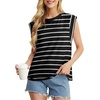 image:imageGRECERELLE Women 2026 Cap Sleeve Tops Summer Casual Tee Shirt Loose Crew Neck Basic Tank Trendy Work Vacation Outfits S2XLBlack White Stripe