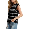 image:imageGRECERELLE Women 2026 Cap Sleeve Tops Summer Casual Tee Shirt Loose Crew Neck Basic Tank Trendy Work Vacation Outfits S2XLBlack White Stripe