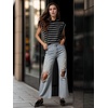 image:imageGRECERELLE Women 2026 Cap Sleeve Tops Summer Casual Tee Shirt Loose Crew Neck Basic Tank Trendy Work Vacation Outfits S2XLBlack White Stripe