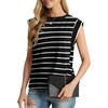 image:imageGRECERELLE Women 2026 Cap Sleeve Tops Summer Casual Tee Shirt Loose Crew Neck Basic Tank Trendy Work Vacation Outfits S2XLBlack White Stripe