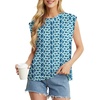 image:imageGRECERELLE Women 2026 Cap Sleeve Tops Summer Casual Tee Shirt Loose Crew Neck Basic Tank Trendy Work Vacation Outfits S2XLBlue Fish Scale