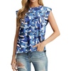 image:imageGRECERELLE Women 2026 Cap Sleeve Tops Summer Casual Tee Shirt Loose Crew Neck Basic Tank Trendy Work Vacation Outfits S2XLBlue Ink White