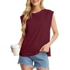 image:imageGRECERELLE Women 2026 Cap Sleeve Tops Summer Casual Tee Shirt Loose Crew Neck Basic Tank Trendy Work Vacation Outfits S2XLBurgundy