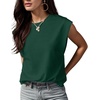 image:imageGRECERELLE Women 2026 Cap Sleeve Tops Summer Casual Tee Shirt Loose Crew Neck Basic Tank Trendy Work Vacation Outfits S2XLDark Green