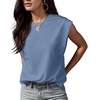 image:imageGRECERELLE Women 2026 Cap Sleeve Tops Summer Casual Tee Shirt Loose Crew Neck Basic Tank Trendy Work Vacation Outfits S2XLDenim Blue