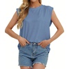 image:imageGRECERELLE Women 2026 Cap Sleeve Tops Summer Casual Tee Shirt Loose Crew Neck Basic Tank Trendy Work Vacation Outfits S2XLDenim Blue