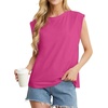image:imageGRECERELLE Women 2026 Cap Sleeve Tops Summer Casual Tee Shirt Loose Crew Neck Basic Tank Trendy Work Vacation Outfits S2XLHot Pink