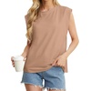 image:imageGRECERELLE Women 2026 Cap Sleeve Tops Summer Casual Tee Shirt Loose Crew Neck Basic Tank Trendy Work Vacation Outfits S2XLKhaki