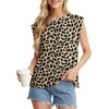 image:imageGRECERELLE Women 2026 Cap Sleeve Tops Summer Casual Tee Shirt Loose Crew Neck Basic Tank Trendy Work Vacation Outfits S2XLLeopard Khaki