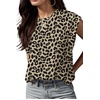 image:imageGRECERELLE Women 2026 Cap Sleeve Tops Summer Casual Tee Shirt Loose Crew Neck Basic Tank Trendy Work Vacation Outfits S2XLLeopard Khaki