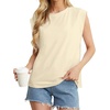 image:imageGRECERELLE Women 2026 Cap Sleeve Tops Summer Casual Tee Shirt Loose Crew Neck Basic Tank Trendy Work Vacation Outfits S2XLLight Yellow
