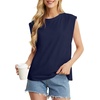image:imageGRECERELLE Women 2026 Cap Sleeve Tops Summer Casual Tee Shirt Loose Crew Neck Basic Tank Trendy Work Vacation Outfits S2XLNavy Blue